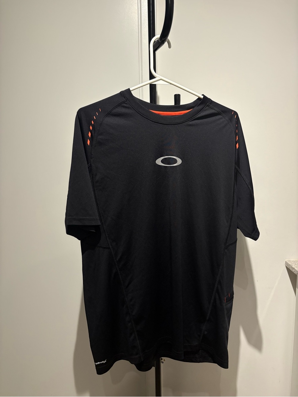 Oakley Black Short Sleeve Performance Tee with Orange Trim